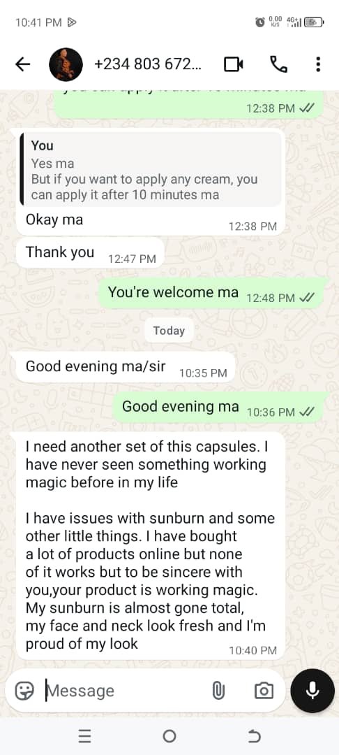 WhatsApp customer review screenshot for Summerhub Essence